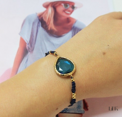 PULSERA ALGODÓN C/ PIEDRA CELESTE 2