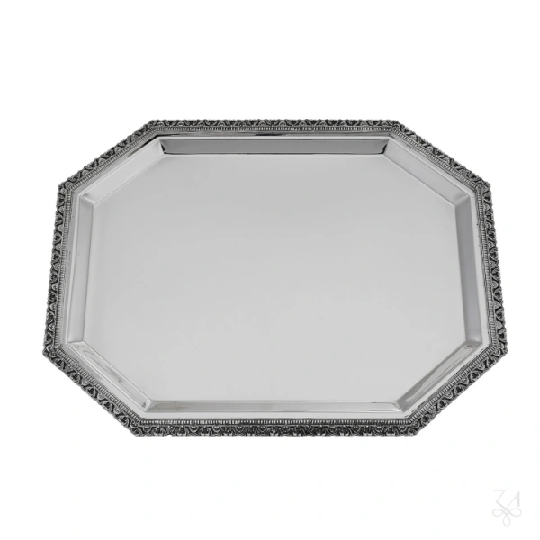 STERLING SILVER OCT TRAY WITH CASTING 45X35 CM 3