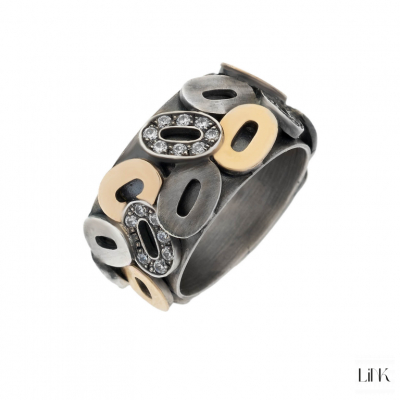 ANILLO PLATA 925/ORO9K- 42 CIRCONITAS - BISCOITO 1