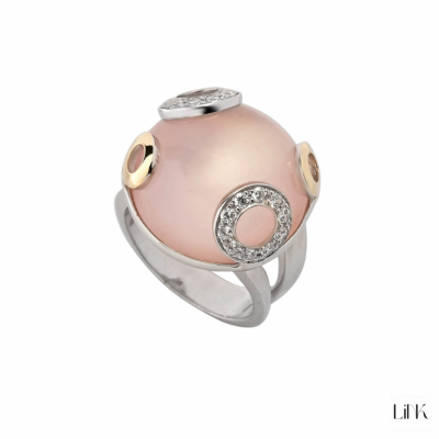 ANILLO PLATA925 Y ORO9K - 26 CIRCONITAS - FLOR DE ALGODÃO 1