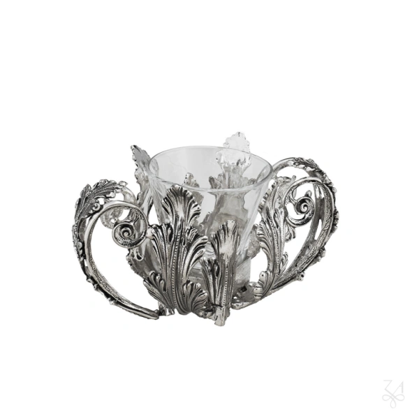 Salt Holder with Crystal  Acanthus Leaf - H.9cm 2