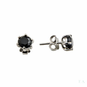 Earrings FA Black Round Solitaire 1