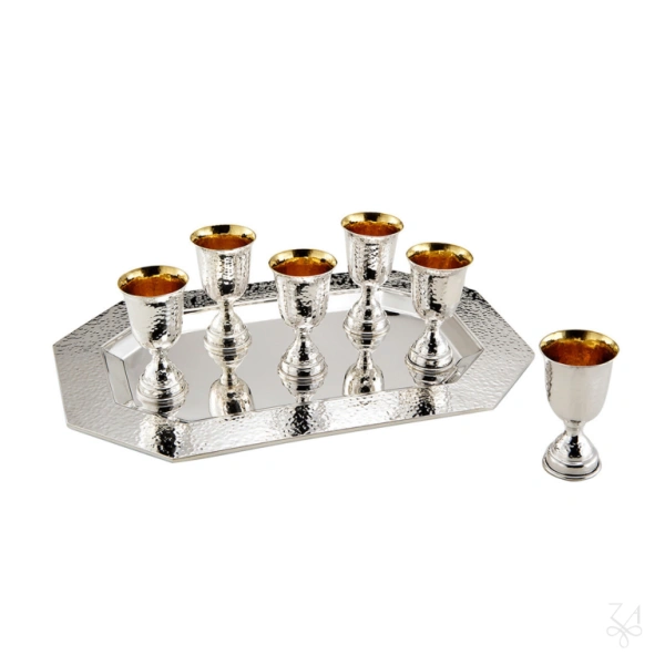 Liquor 8 Cups Set with Tray - Mod. Hammered 4