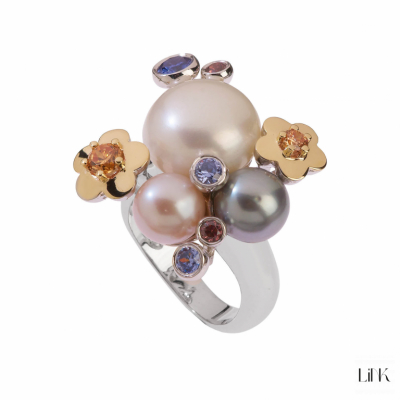 ANILLO PLATA925/ORO9K-7 CIRC.+ 3 PERLAS-2CM- ETERNIDADE 1