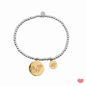 PULSERA BOLAS PLATA DORADA- 2 PLACAS REDONDAS- PERSONALIZAB. 2