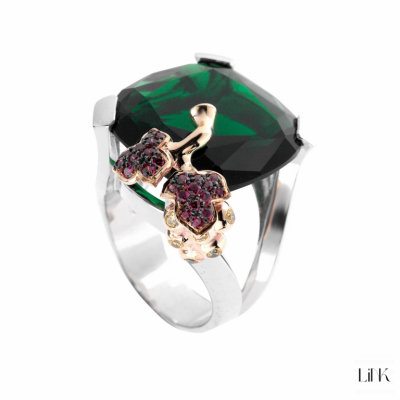 ANILLO EN PLATA925 Y ORO9K - 36 CIRCONITAS - D2CM - TERNURA 1