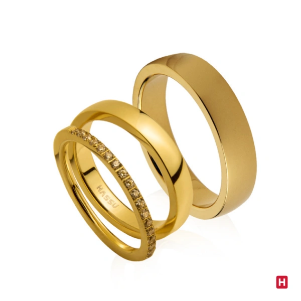Set Alianças Hassu Urban Golden 1
