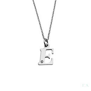 COLLAR EN PLATA C/ PIEDRA - LETRA E 1