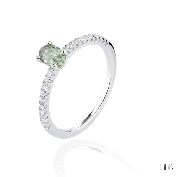ANILLO COMPROMISO LINK OVAL CIRCONIA VERDE 2