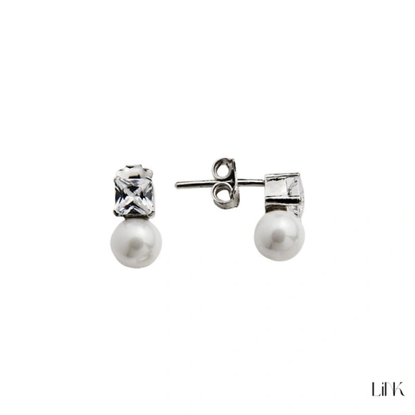 PENDIENTES CIRCONIA + PERLA 4MM 1