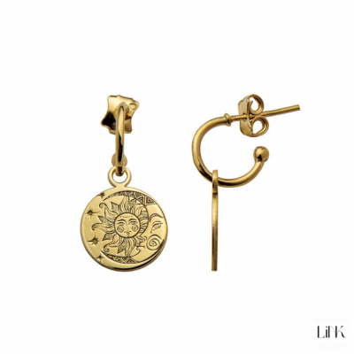 Hoops Earrings Link Misty Style Golden - Sun and Moon 1