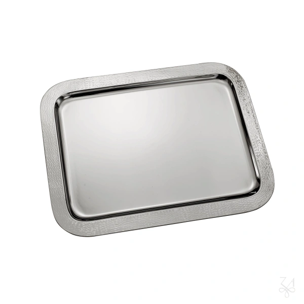 Rectangular Tray without Handles - Mod. CD - 37x27cm - Border Hammered "Beat-Cut" 2