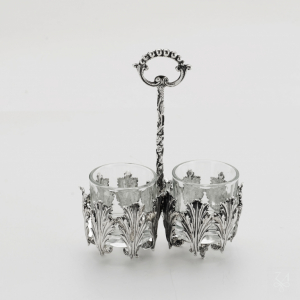 Salt Holder Double w/ White Crystal 1