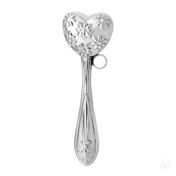 SONAJERO EN PLATA CON MANGO- CORAZÓN CON FLORES 1