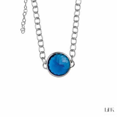 COLLAR EN PLATA  C/ PIEDRA AZUL OSCURA 1