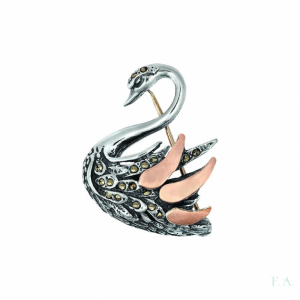 Brooche FA with Marcasite - Swan 1