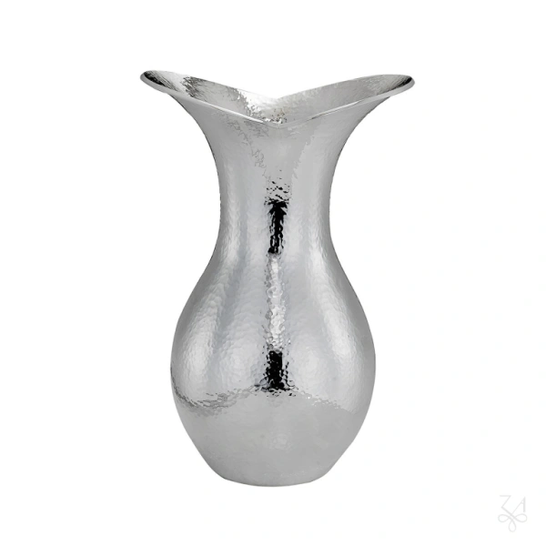 STERLING SILVER HAMMERED VASE BL H.28 CM 2