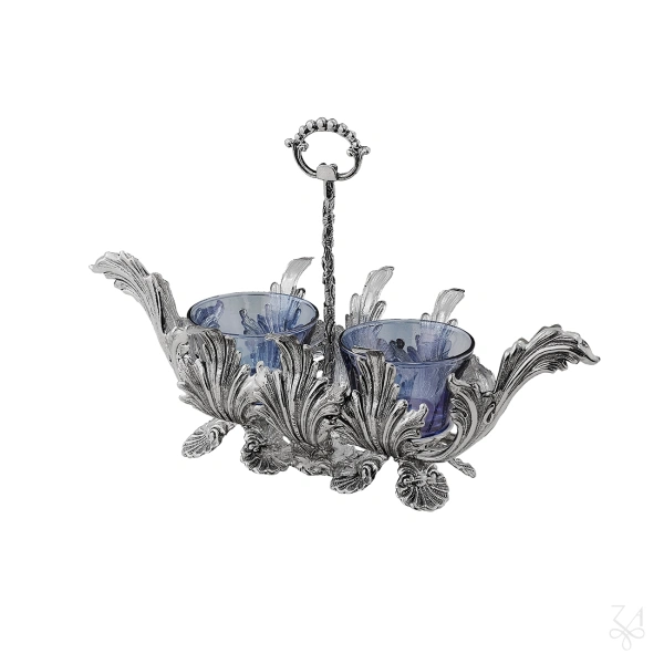 STERLING SILVER SALT HOLDER BLUE CRYSTAL 2