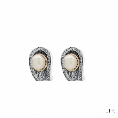 PENDIENTES PLATA925/ORO9K CON ZC Y PERLA - FATIMA 1