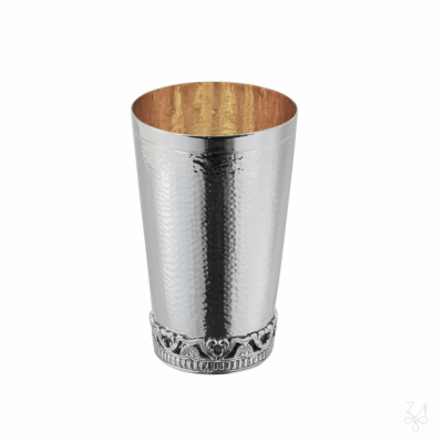 Kiddush Cup Hammered H.-10cm - Gold inside - Mod. Casting 1