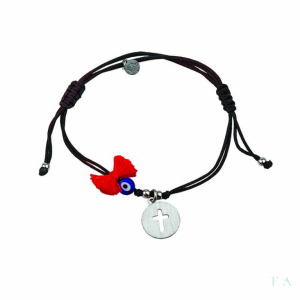 PULSERA HILO DE ALGODON C/ LAZO + PIEDRA + CRUZ 1
