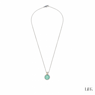 COLLAR PLATA925/ORO 9K  C/ PIEDRA VERDE - ALICE 2