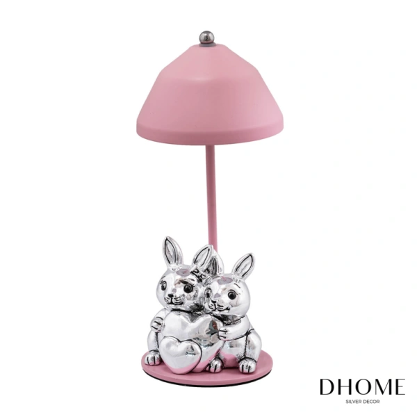 LAMPARA ROSA CONEJOS 22CM 1