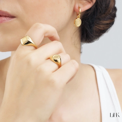 PENDIENTES LINK DORADO 3