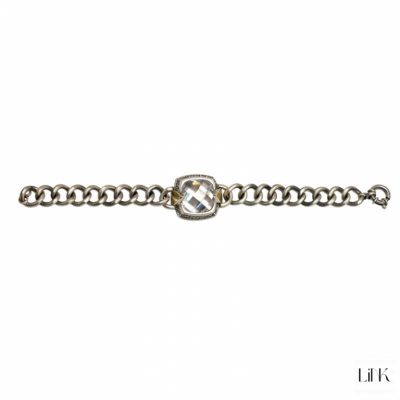 PULSERA EN PLATA DE LEY CON ZIRCONIAS  Y ORO 1