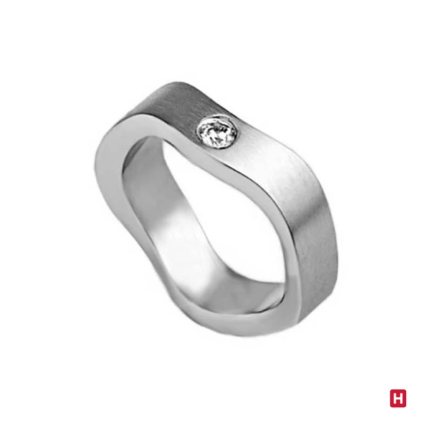 ANILLO ACERO 5.5MM PULIDO Y MATE CON PIEDRA "PERFECTION" 1