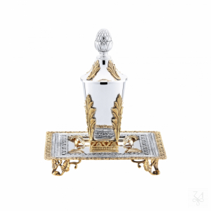 Kiddush Set w/ Gold Plated Castings- Mod. Acanthus Leaf 2