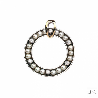 COLGANTE PLATA925/ORO9K- 6 CIRCONITAS- 4.4CM - HARMONIA 1