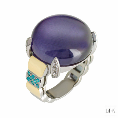 ANILLO PLATA925/ORO9K- 28 CIRCONITAS -2CM- CASABLANCA 1