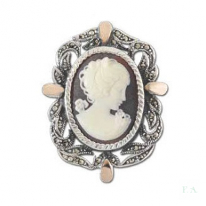 Brooche FA with Marcasite - Cameo 1