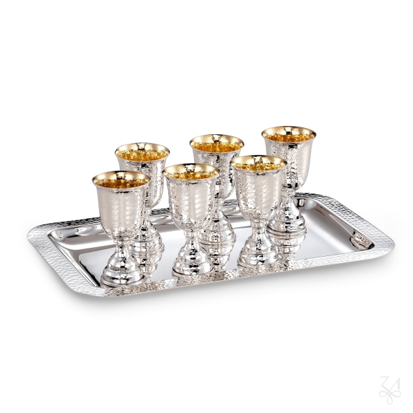 Liquor 8 Cups Set with Tray - Mod. Hammered 5