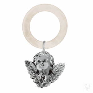 SONAJERO EN PLATA CON ARO- CABEZA DE ÁNGEL 1