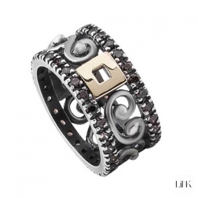 ANILLO PLATA 925/ORO9K - 52 CIRCONITAS - ORQUÍDEA 1