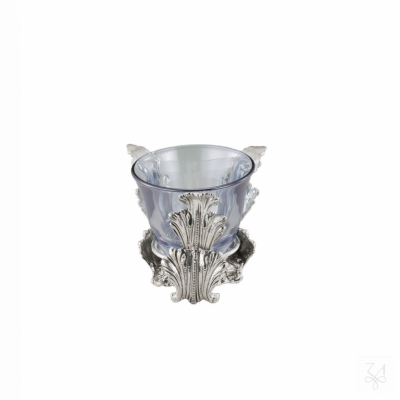Salt Holder w/ Blue Crystal - Mod. Acanthus Leaf 2