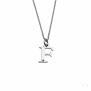 COLLAR EN PLATA C/ PIEDRA - LETRA F 1