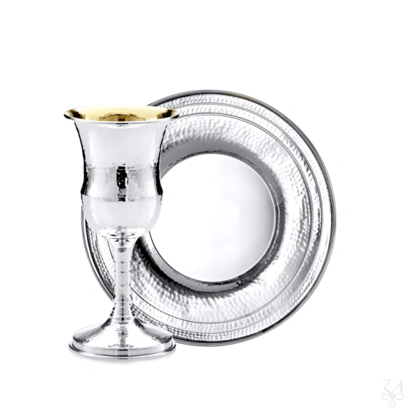 STERLING SILVER HAMMERED KIDDUSH SET 1