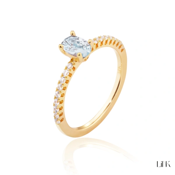 ANILLO COMPROMISO LINK OVAL CIRCONIA AZUL 1