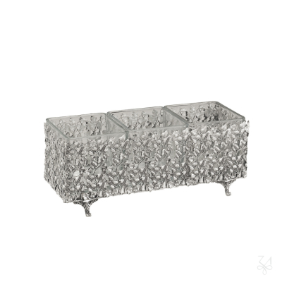 Vase and Flatware Holder 31x11 - Rectangular with  3 Crystals 1