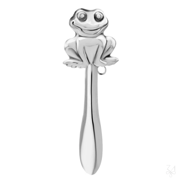 SONAJERO EN PLATA CON MANGO LISO - RANA PEQUEÑA 1