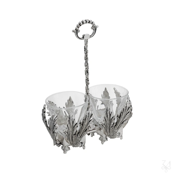 Salt Holder Double with Crystal - H.8cm 1