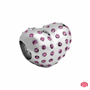 CUENTA EN PLATA CORAZON C/ CIRCONIAS ROSA 1
