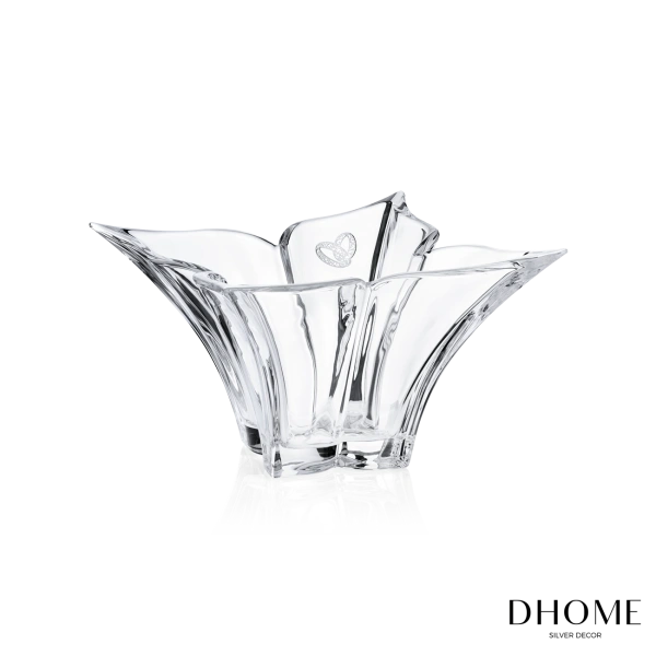 TAZA DE CRISTAL C/ APLICACION EN PLATA DE ALIANZAS 36CM 2