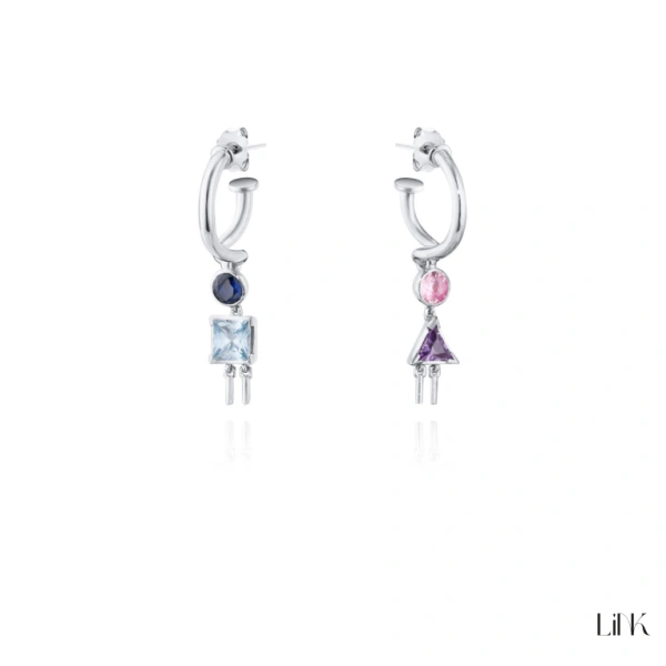 PENDIENTES LINK - NIÑO+NIÑA PIEDRA COLOREADA 1