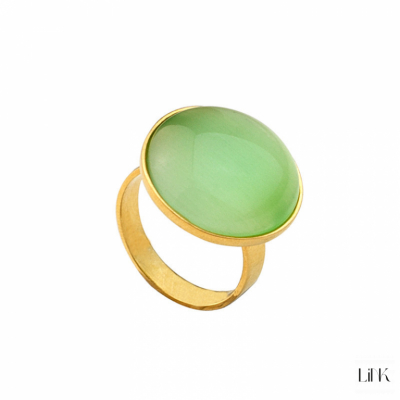ANILLO EN PLATA DORADA- PIEDRA VERDE 1