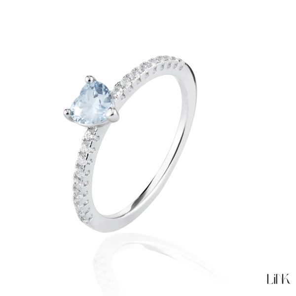 ANILLO COMPROMISO LINK CORAZÓN CIRCONIA AZUL 2
