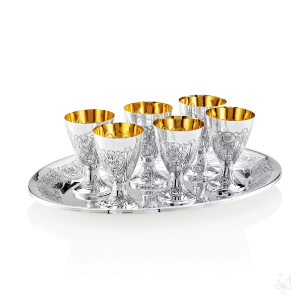 Liquor 8 Cups Set with Tray - Mod. Poppy 4